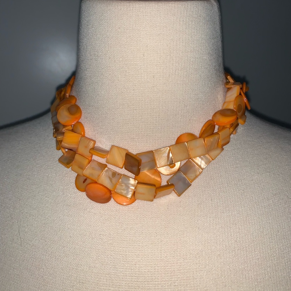 FREE W PURCHASE Orange Stone Beaded Necklaces